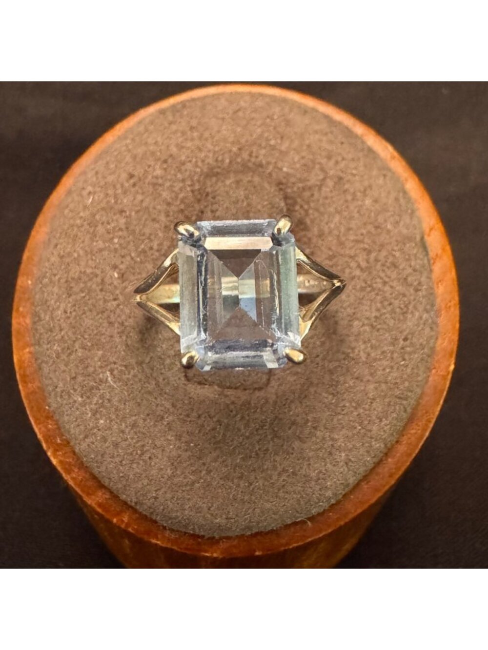 Sterling Silver 925 Light Blue Topaz Prong Set Split Shoulders Ring Size 5.75